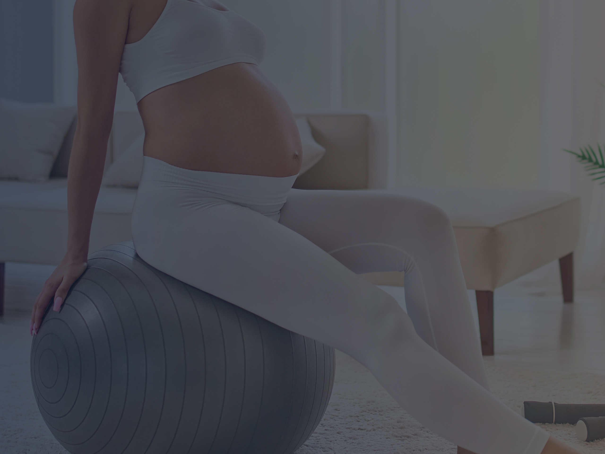 Pregnant Woman Sitting On Exercise Ball